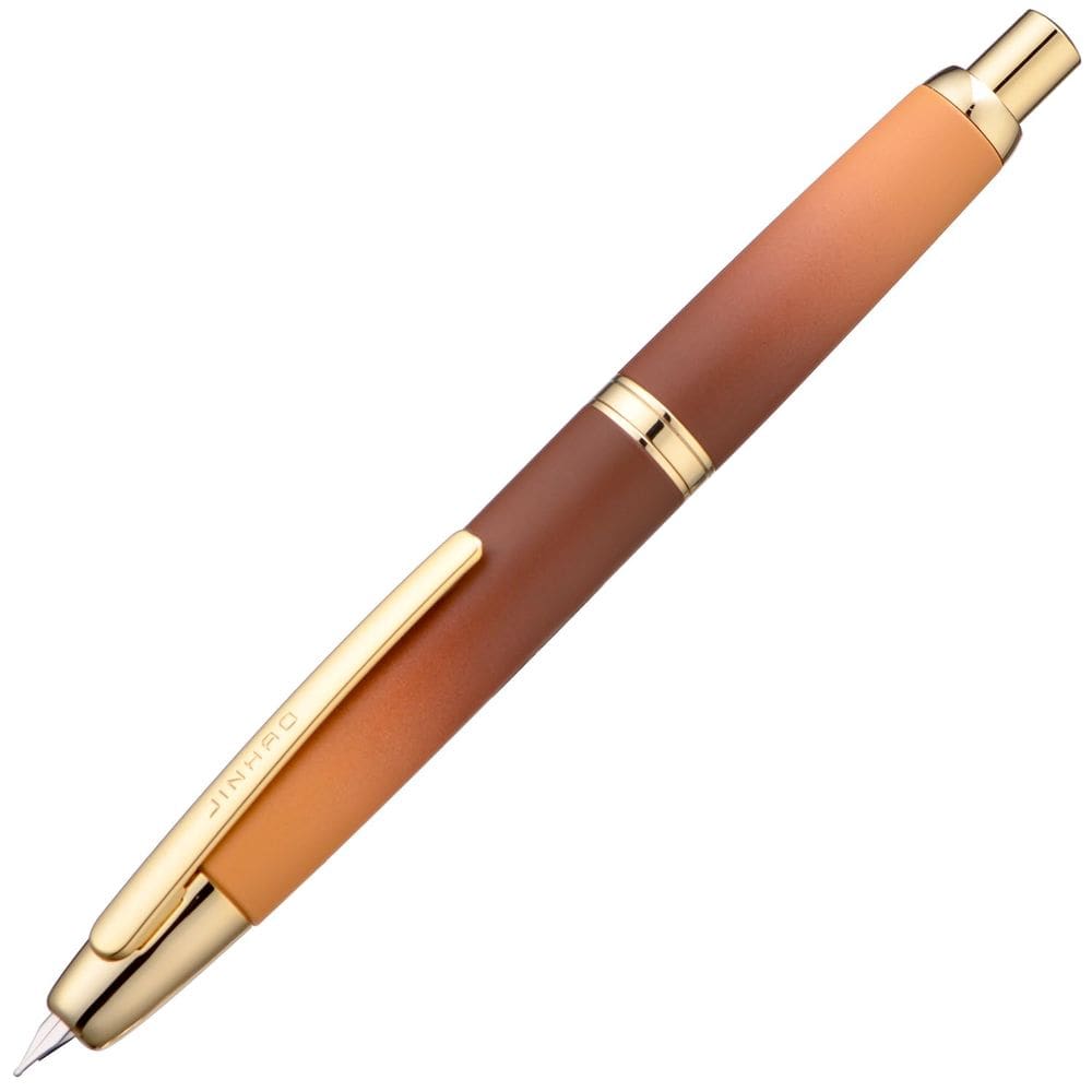 Caneta-tinteiro Jinhao 10 laranja caramelo sem tampa com caixa e conjunto de tinta