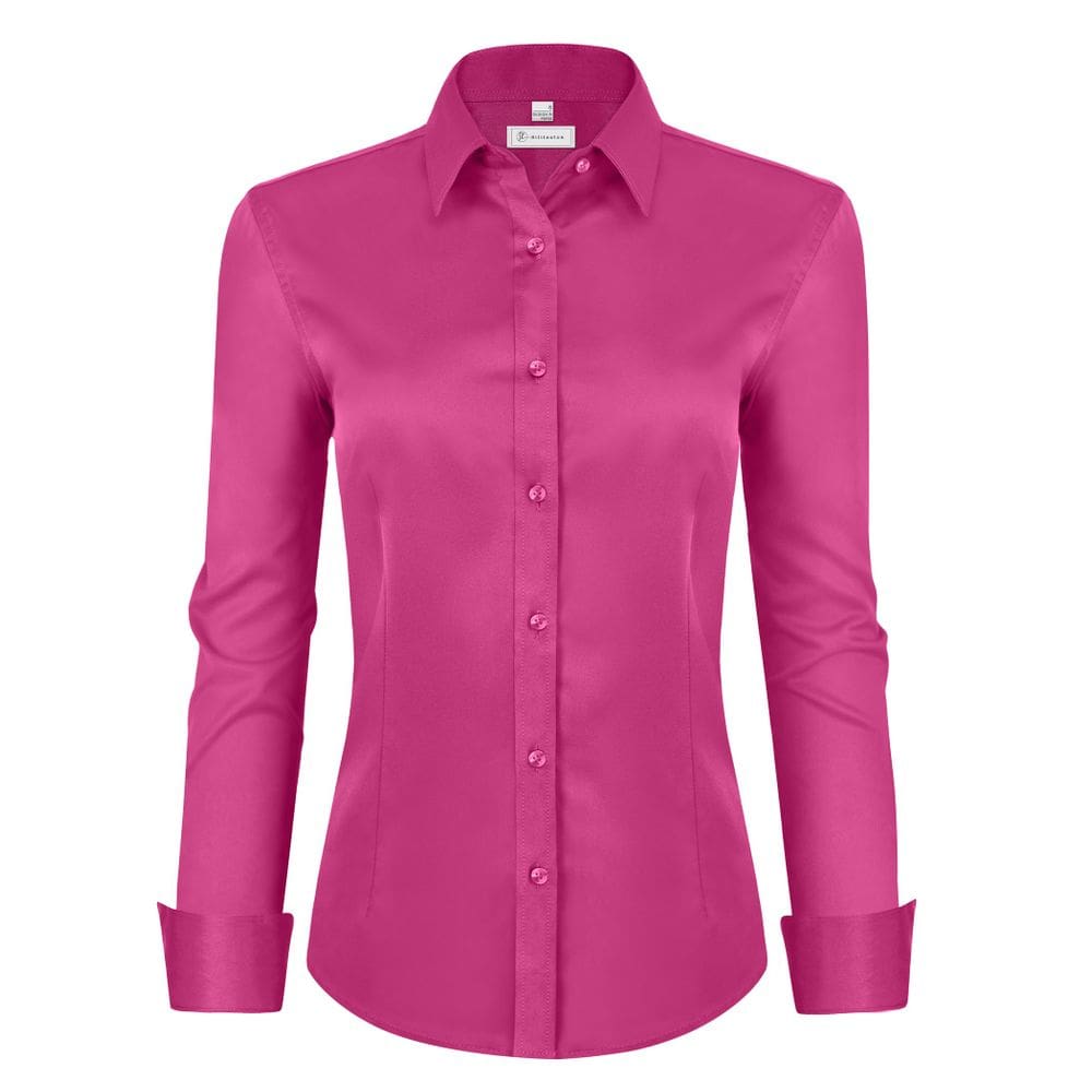 Camisas de botão para mulheres siliteelon rose red G-Small