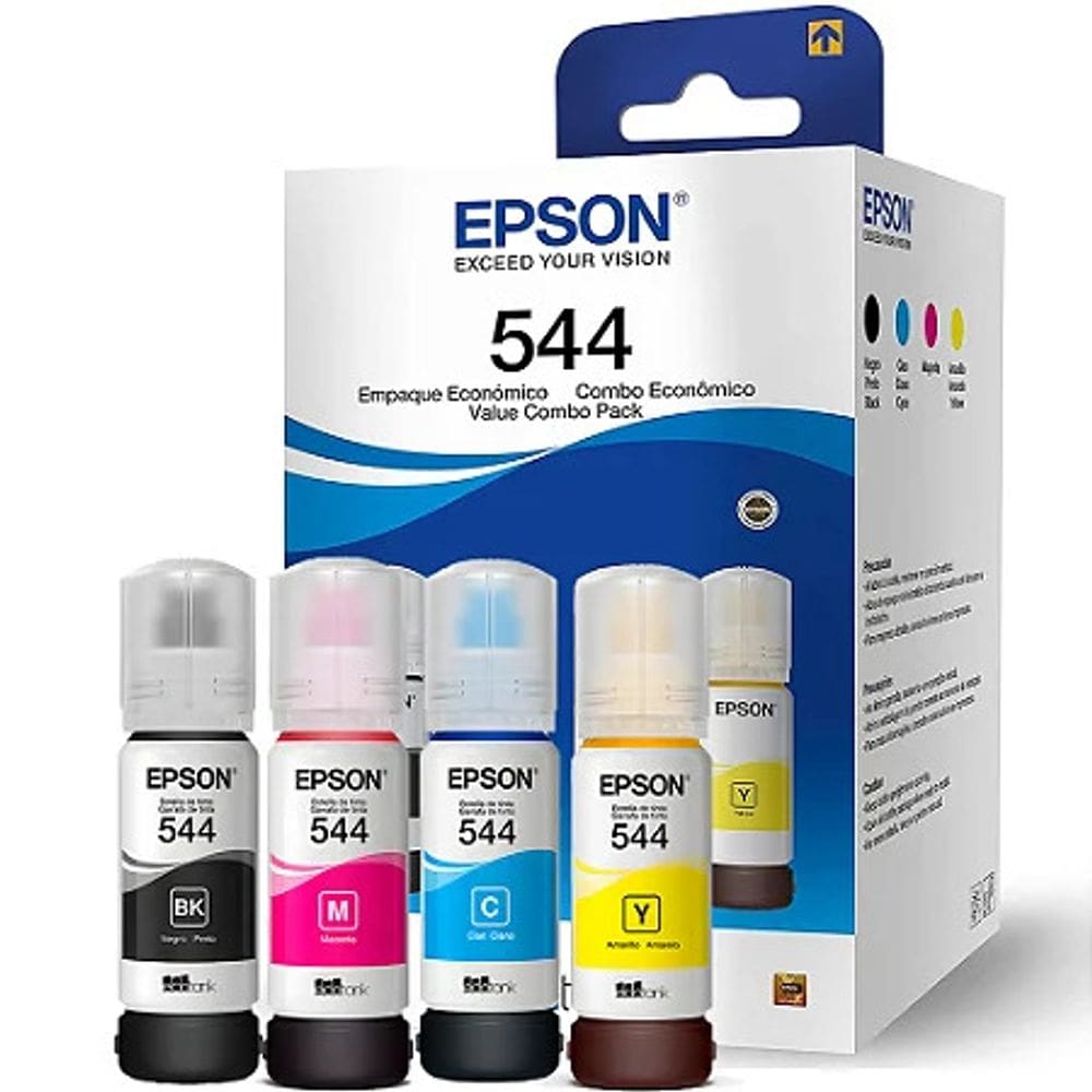 Kit Tinta Epson T544 c/ caixa (04 cores) L1110 L1210 L1250 L3110 L3150 L3160 L3210 L3250 L3251 L3260 L5190 L5290
