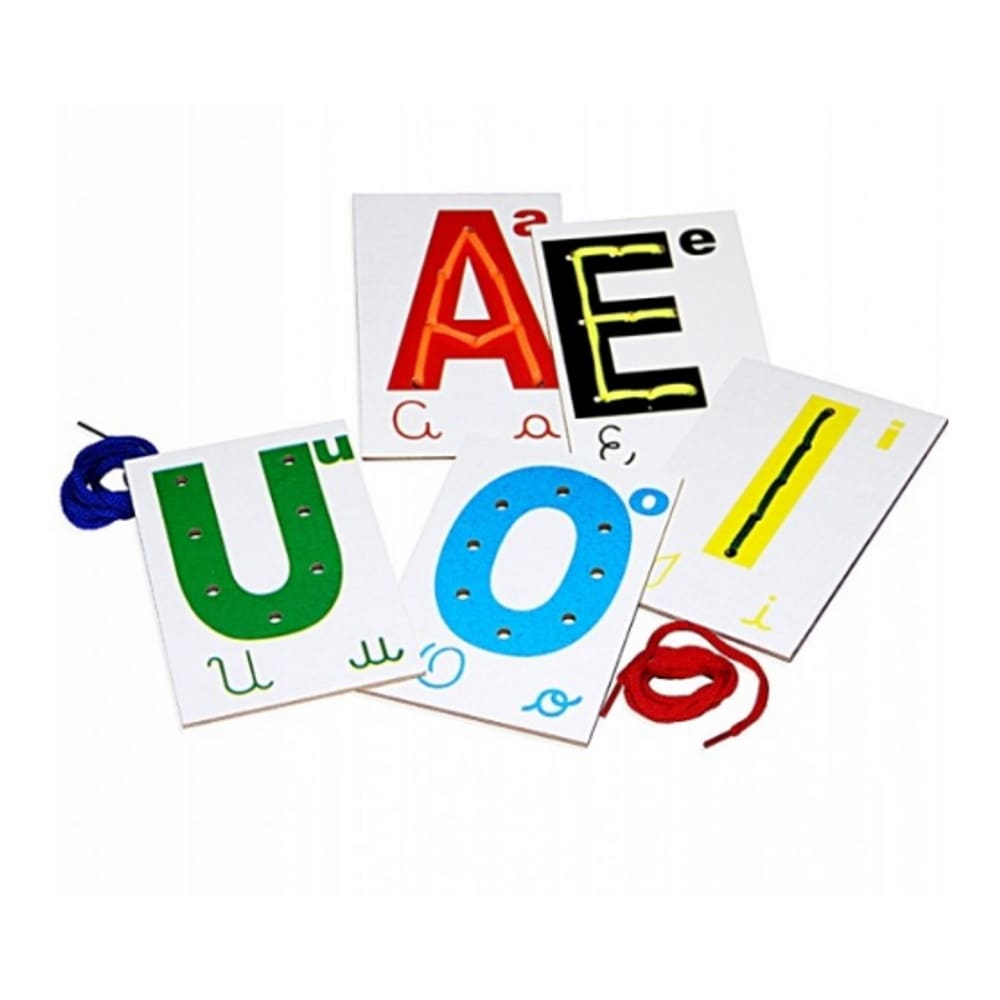 Alinhavos Vogais em Madeira com 5 Peças