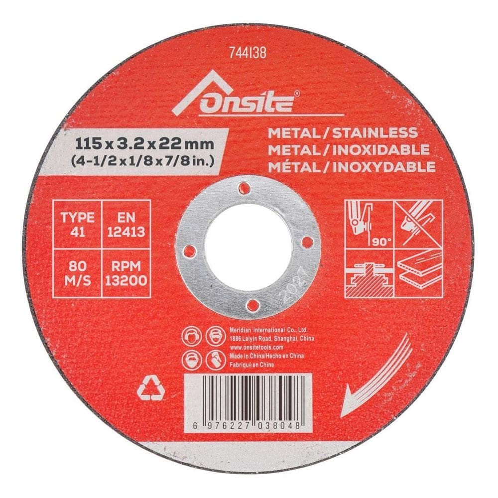 Disco De Corte Para Metal E Inox 4.1/2``X3,2Mmx7/8`` Onsite