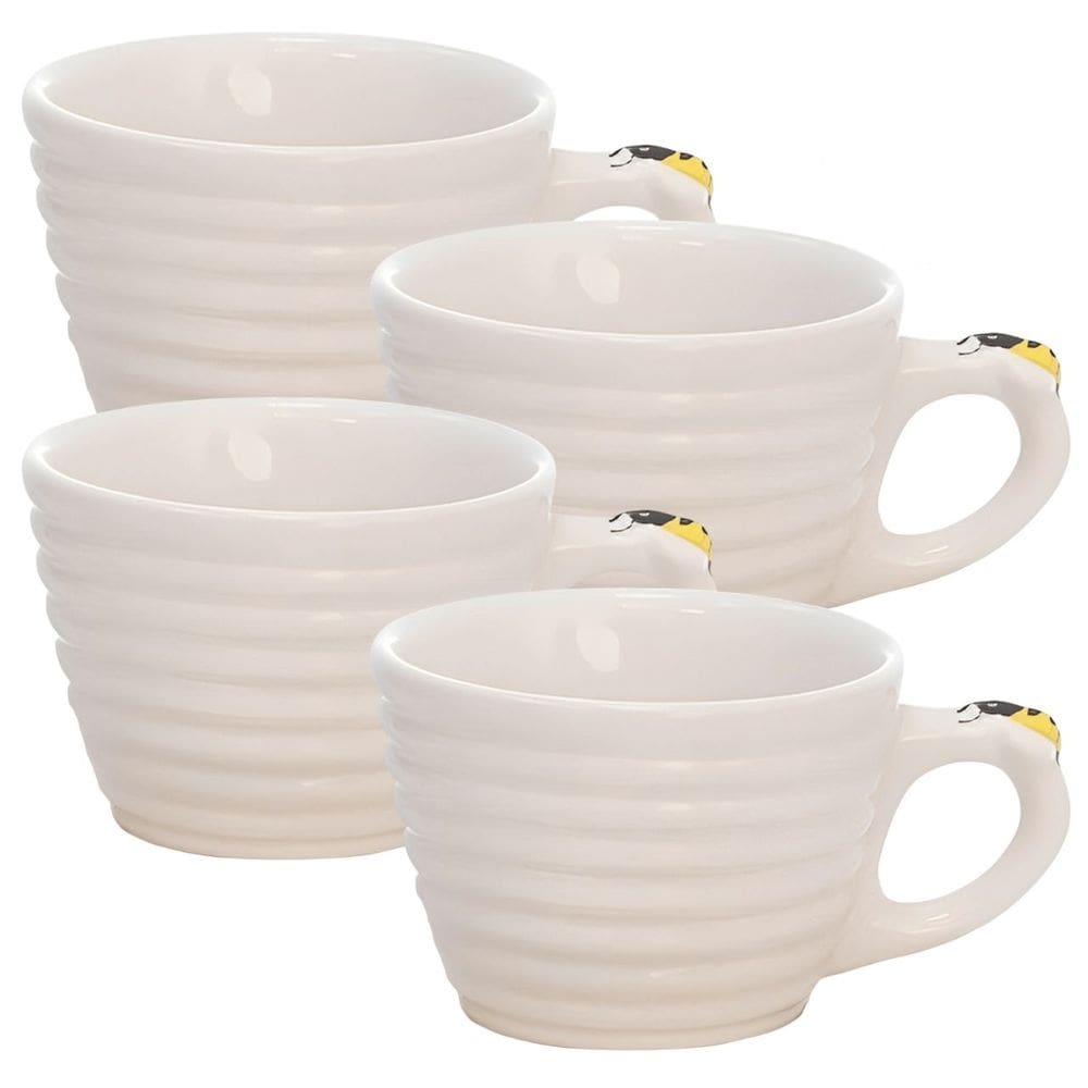 Jogo de Xícaras em Porcelana para Café Bee Branca 90ML - 4 Peças