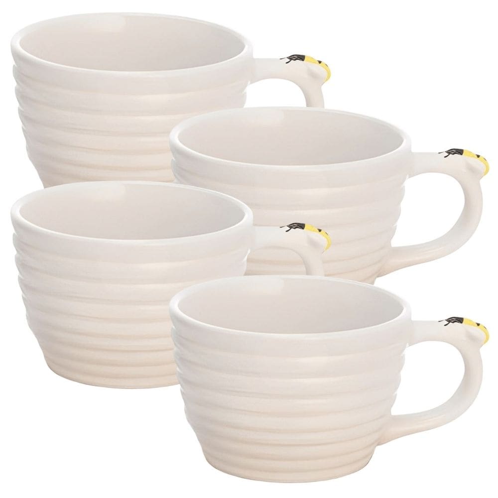Jogo de Xícaras em Porcelana para Café Bee Branca 230ML - 4 Peças