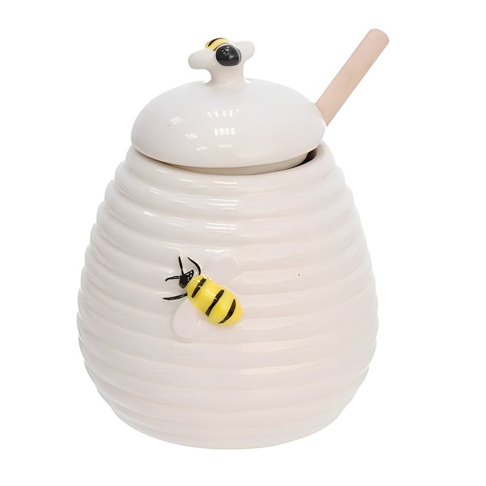 Meleira Bee de Porcelana com Colher de Madeira 300ml
