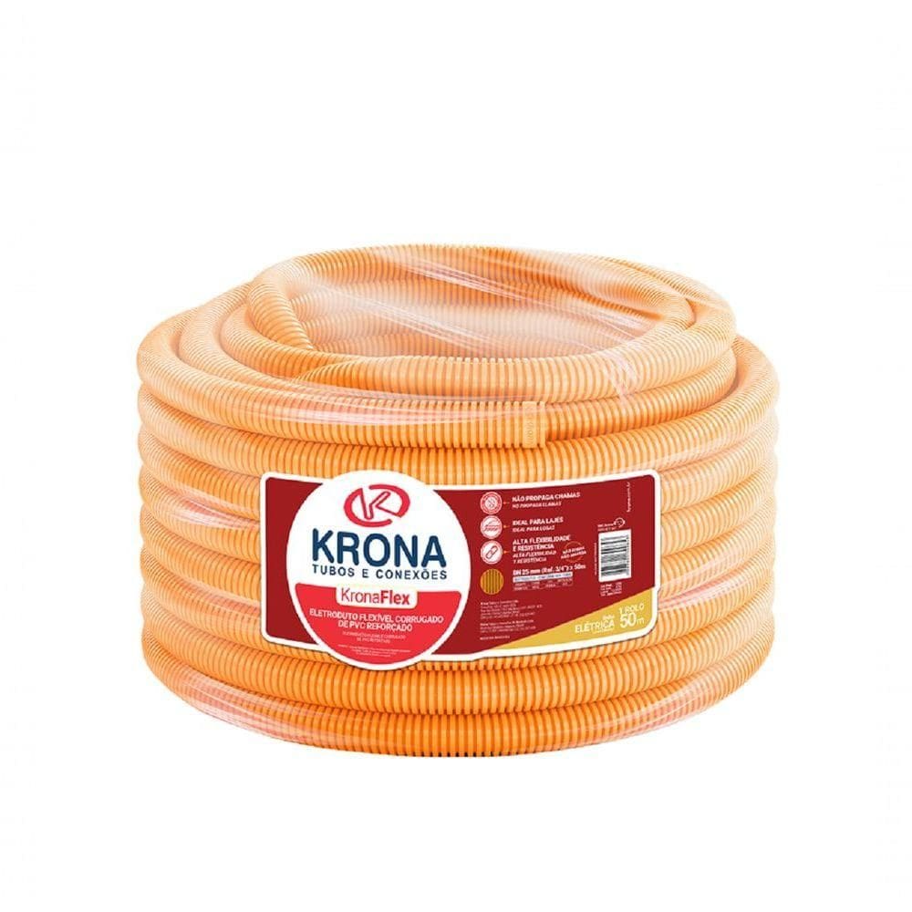 Mangueira Corrugada Laranja 50 Metros 25mm (3/4) - Krona