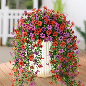 Flores artificiais penduradas INQCMY Daisy com eucalipto, 2 peças