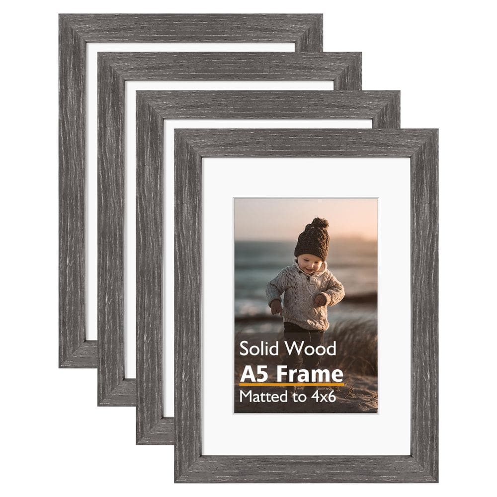 Porta-retratos KINLINK A5 Ash Black Wood com acrílico 4x6, pacote com 4