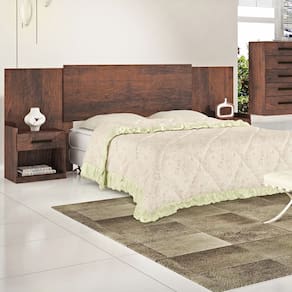 Cabeceira para Cama Box Casal Com 2 Mesas de Canto Café