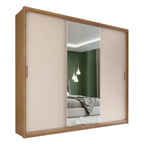 Guarda Roupa Casal Com Espelho E Portas de Correr Flexivel Dalila Demobile