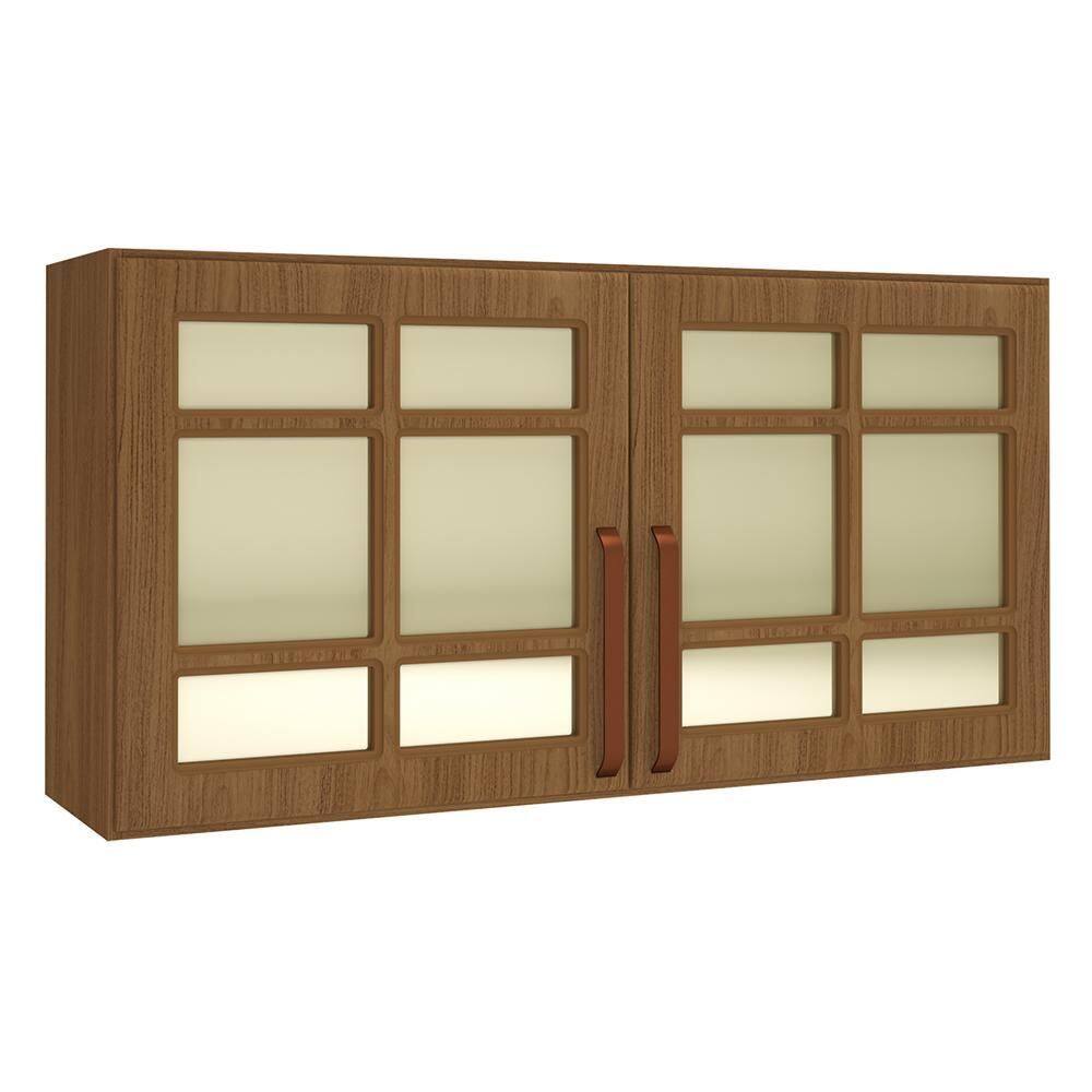Armário Aéreo Monza 120cm 2 Portas com Vidro Reflecta - Indékes