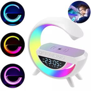 Luminária G Speaker Carregador Indução Relógio Despertador