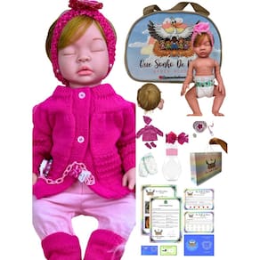 Bebê reborn boneca menina realista silicone olhos fechados loira + acessorios PK
