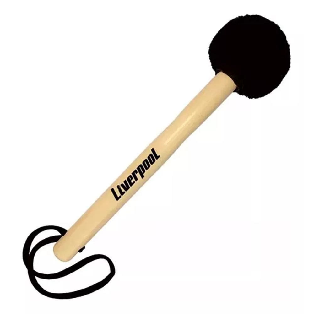 Baqueta Liverpool Maçaneta Para Bumbo Marfim 300mm Pelucia