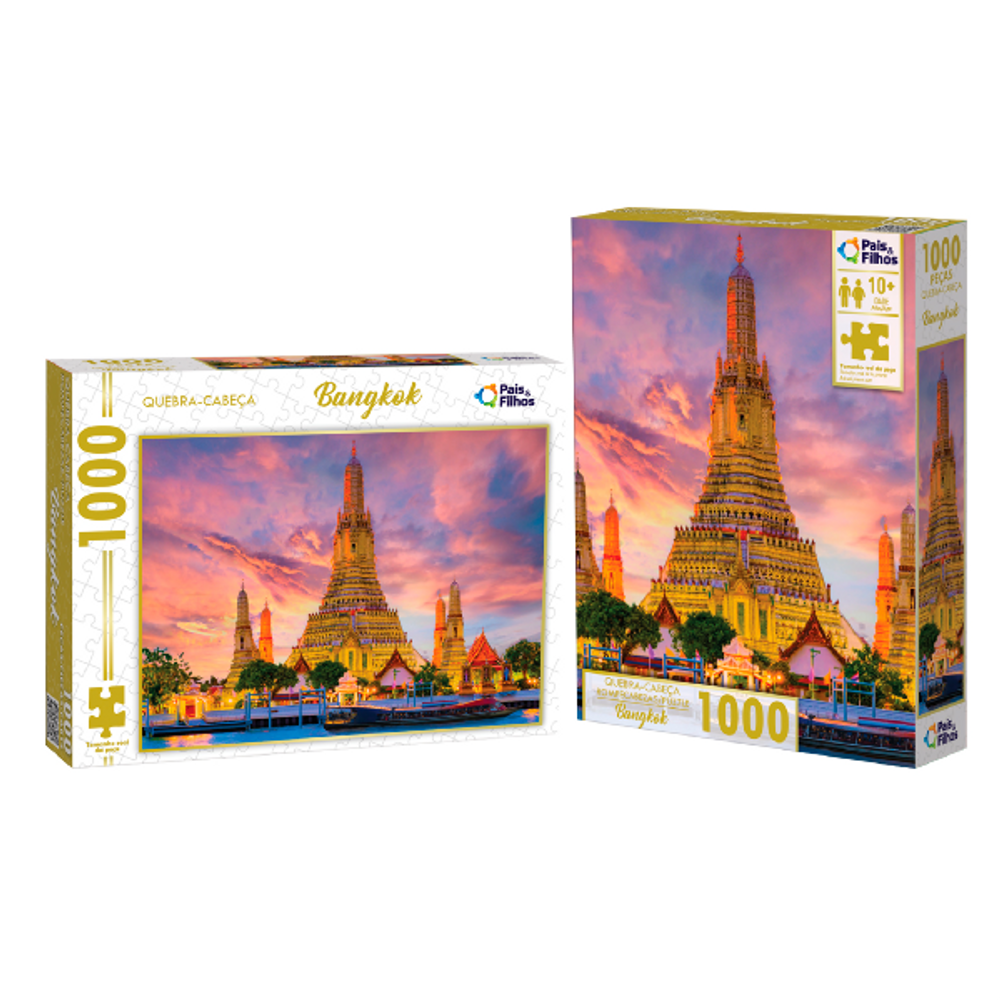Quebra Cabeça 1000 Peças Colorido Tema Bangkok Puzzle