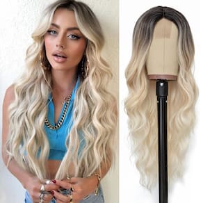 Peruca NAYOO Long Platinum Blonde Wavy 66cm para mulheres
