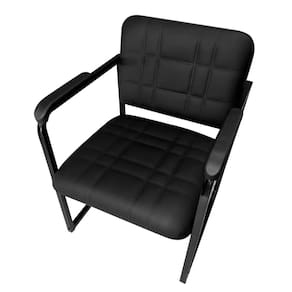 Cadeira Office Recepção Sala de Espera Clínica Base de Metal Corino Preto