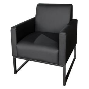 Poltrona Cadeira Decorativa Estilo Industrial para Sala de Estar Jantar Base Metal Sintético Preto