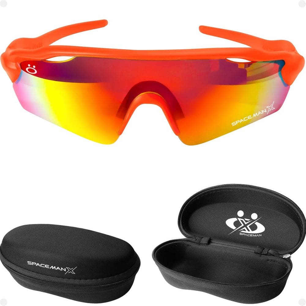 Óculos Esportivo UV400 Corrida Proteção + Case Presente Vilão Lente Espelhada Acetato