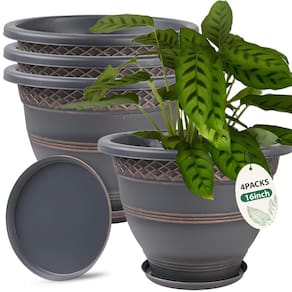 Vasos para plantas Usocik, pacote com 4, 40 cm de plástico com orifícios de drenagem