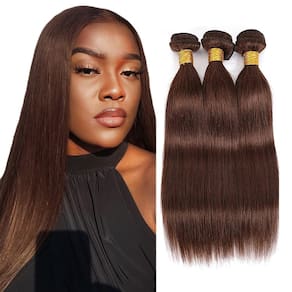 #4 Pacotes de cabelo humano liso marrom Aonbamds 70-80cm 3x50g