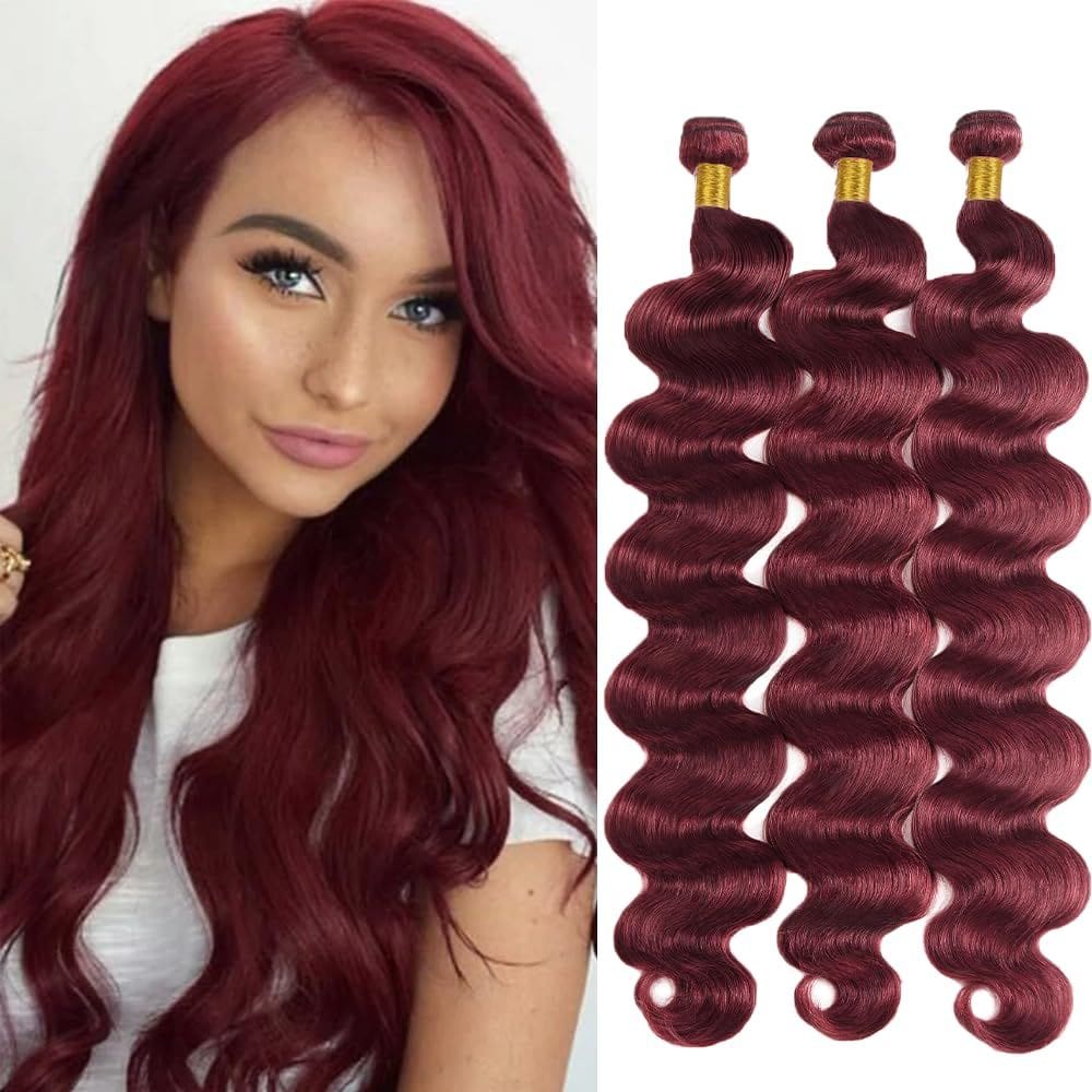 Pacotes de cabelo Aonbamds 99j Burgundy Body Wave 12-34