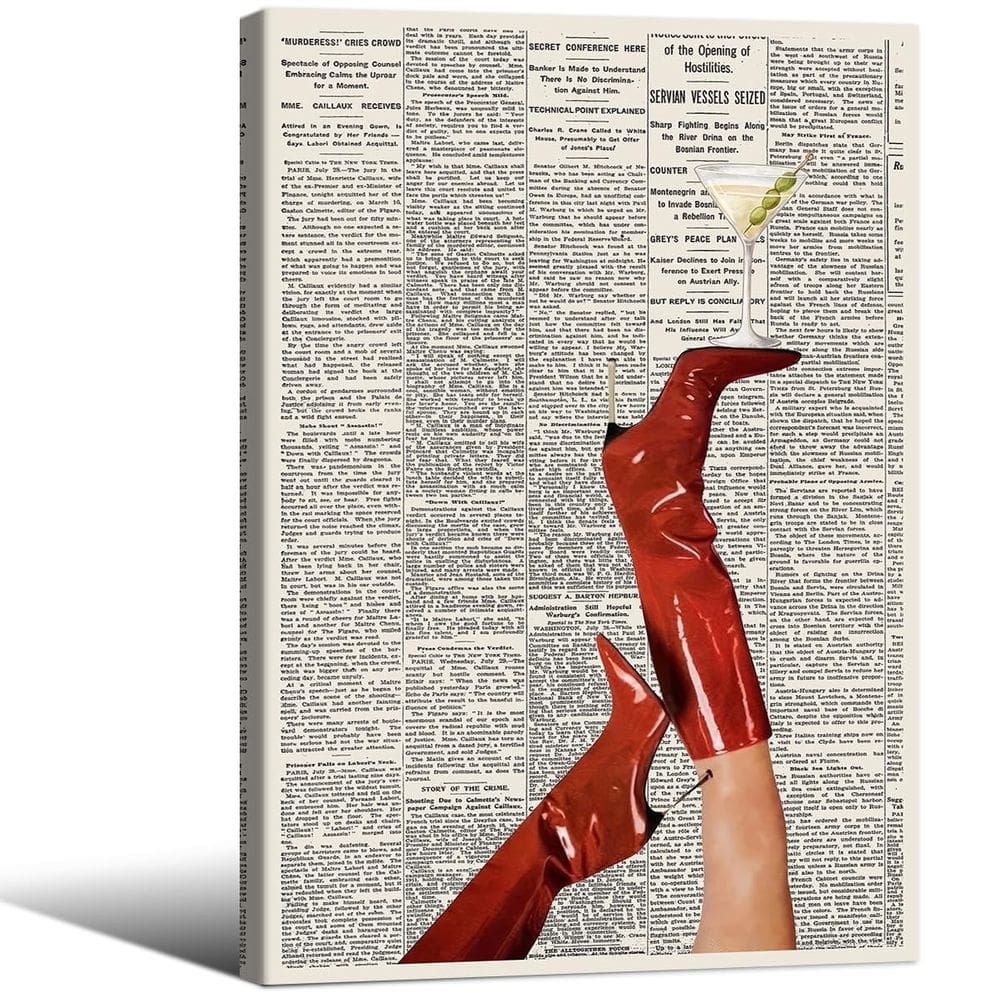 Pôster de arte de parede Martini Girly Red Boot Vintage Feminist