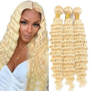 Cabelo tece cabelo humano de HeiOwuio #613 Deep Wave Brazilian Remy