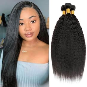 Pacotes de cabelo Leruikair Kinky Yaki Wave 40 45 50cm Preto natural