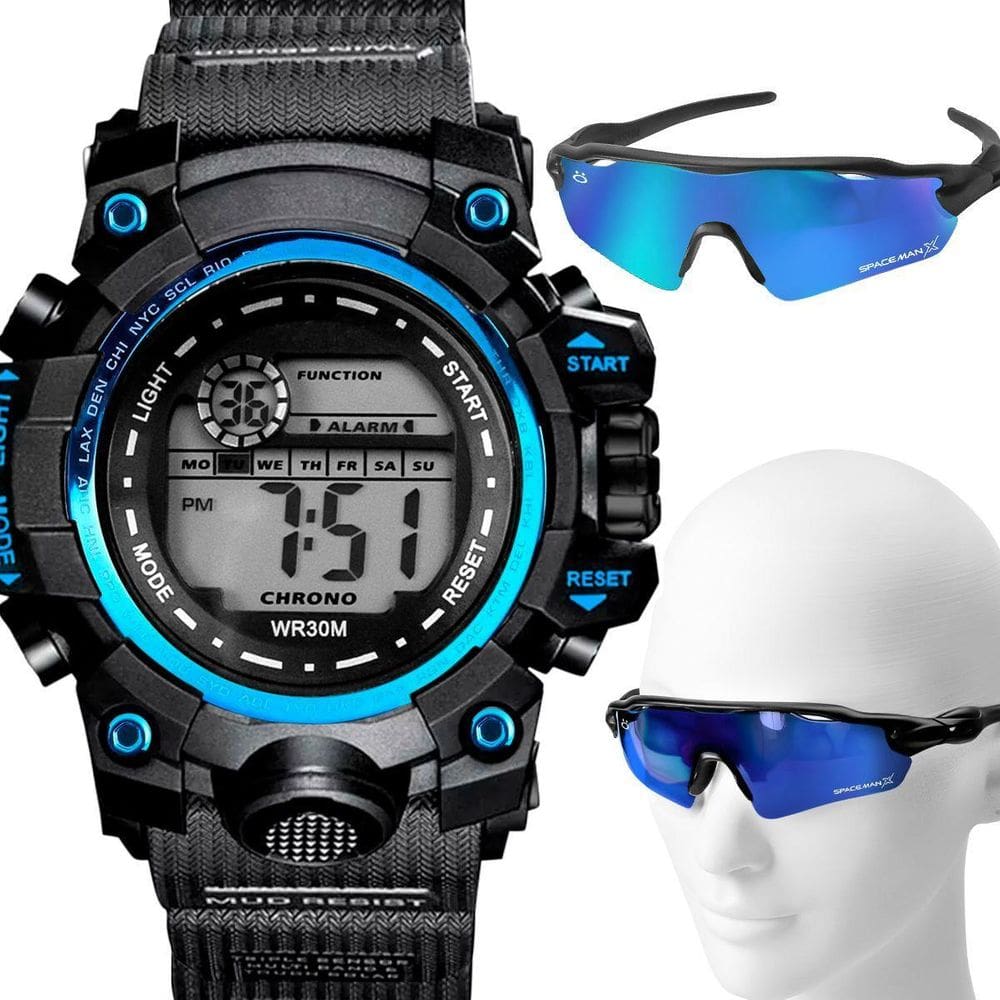 Relógio Prova Dágua Digital Proteção + Óculos Masculino Uv