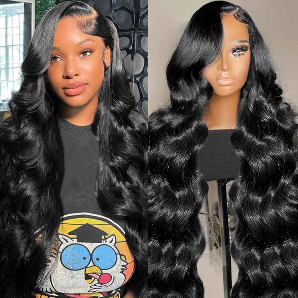 Perucas frontais de renda DSMOW Body Wave 24", cabelo humano de 200% de densidade