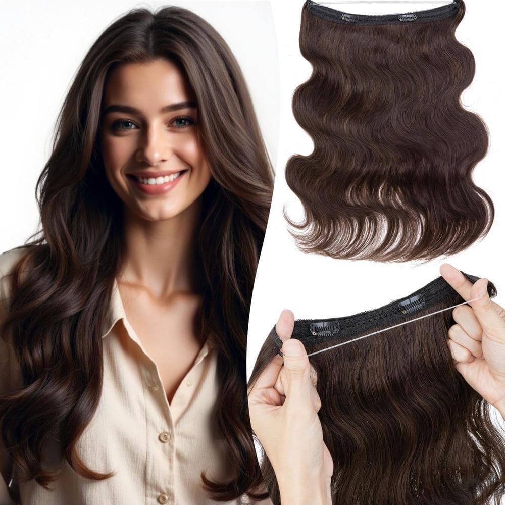 Extensões de cabelo Halo TESSHAIR Wavy Curly 100% cabelo humano 60g