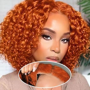Peruca ISWEET HD sem cola, cabelo humano pré-arrancado, encaracolado, 20 cm