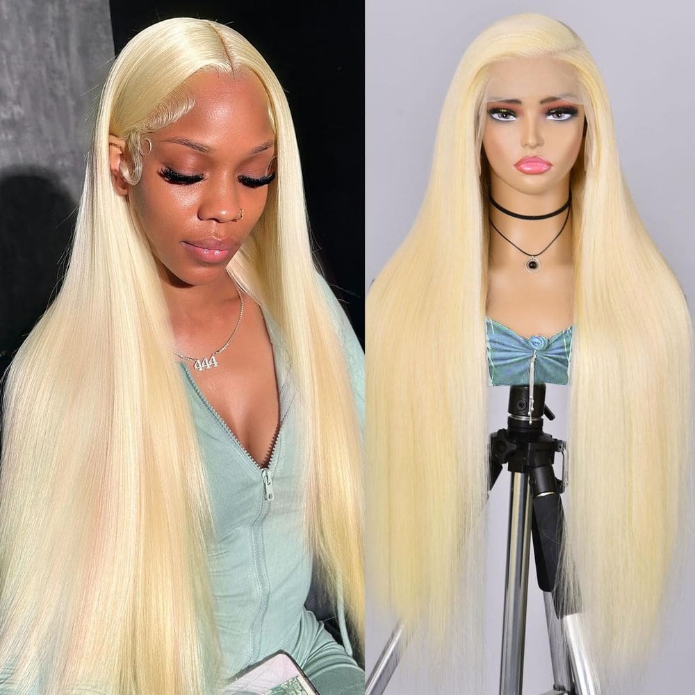 Peruca frontal de renda ULRICA 613 Cabelo humano 200 densidade 66 cm loira