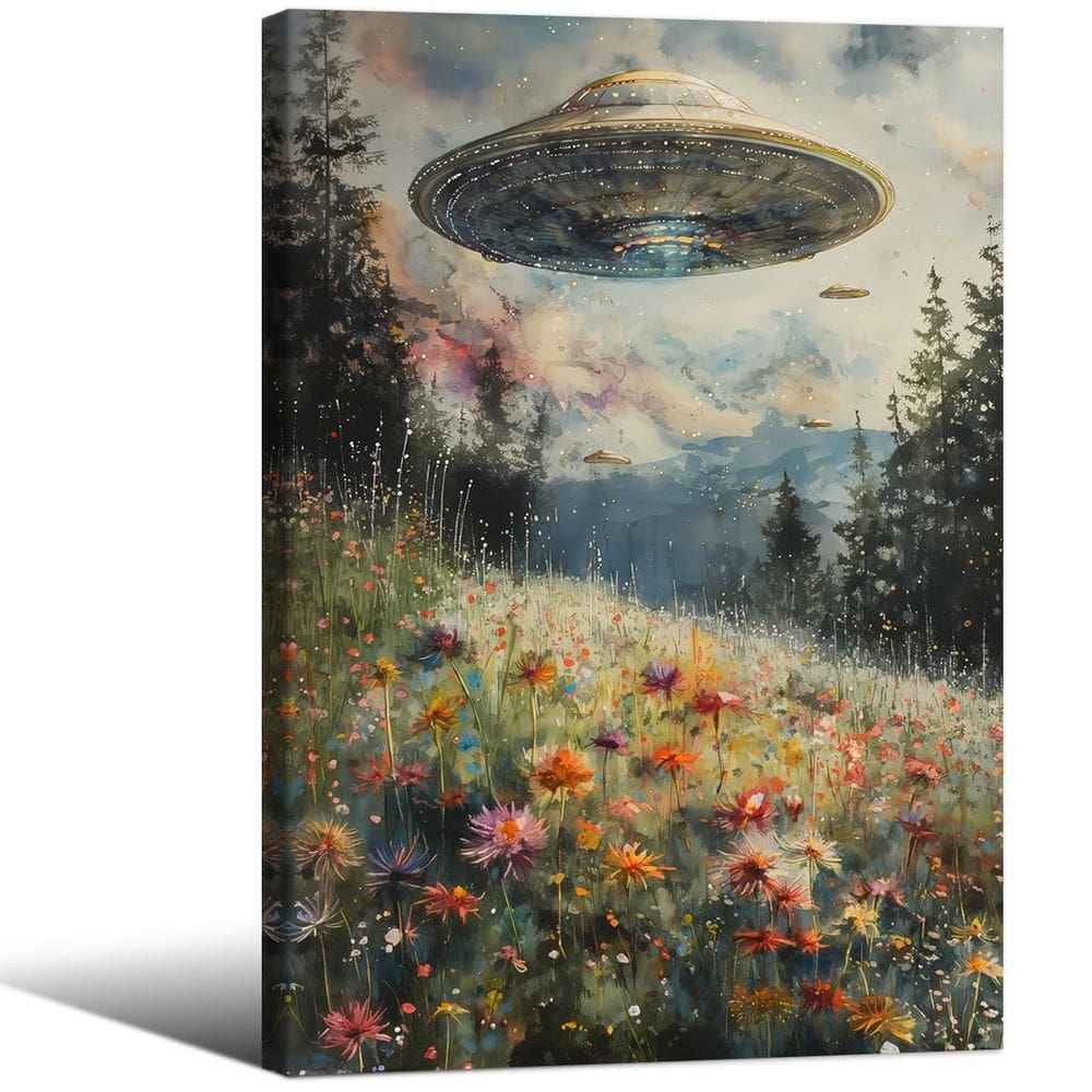 Pôster de arte de parede UFO Surrealism Trippy Landscape 40x60cm