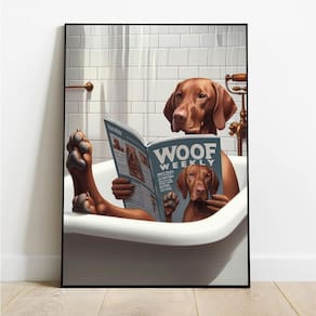 Arte de parede em tela Funny Dog in Bathtub Vizsla Animal 40x60cm