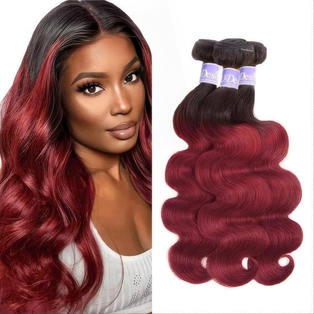Pacotes de cabelo UDesire Ombre Burgundy Body Wave 40-50cm 12A