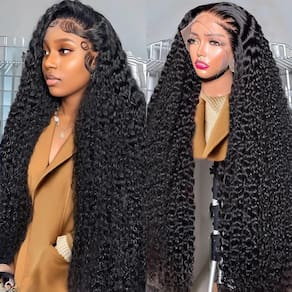 Peruca frontal de renda Noxlouis Deep Wave 55cm Cabelo humano 13x4 HD