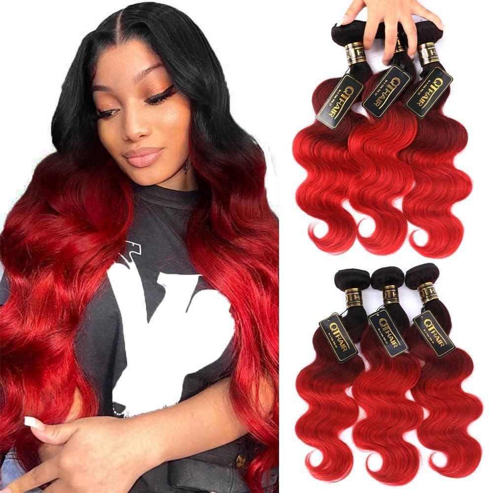 Pacotes de cabelo QTHAIR Body Wave 12A Grau 1B/99J/Vermelho 35-45cm
