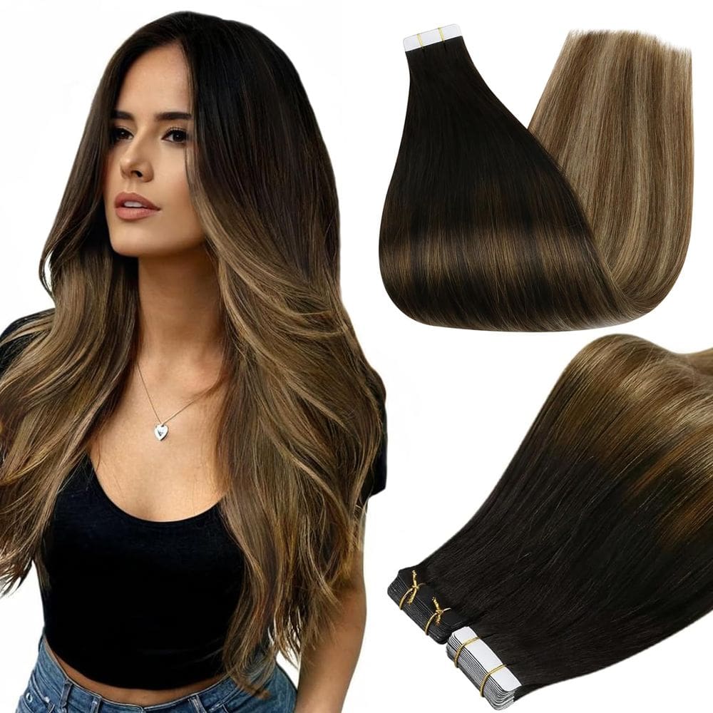 Fita adesiva em extensões de cabelo Full Shine 22cm Cabelo humano 50g