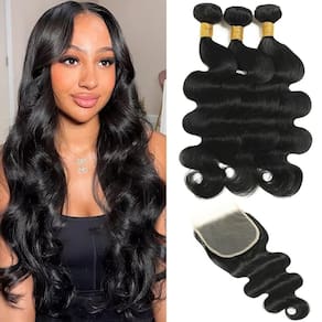 Pacotes de cabelo com fecho YAKUSHA Body Wave 14-20" 3 pacotes