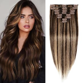 Extensões de cabelo FIPOHIRA Balayage Castanho escuro a castanho