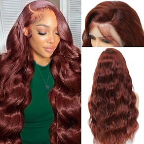 Peruca frontal de renda Boumon marrom avermelhado Body Wave 60cm