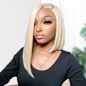 Peruca UCUVIC Blonde Bob 613 Cabelo humano 14" de renda frontal 180%