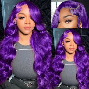 Peruca XIAPAY Purple Body Wave 100% cabelo humano 50 cm com cabelo de bebê