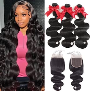 Pacotes de cabelo YIBUSI 12A Brazilian Body Wave 14 16 18 com fecho