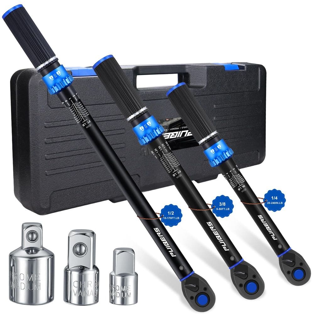 Conjunto de chaves de torque PUIBERS 1/2 3/8 1/4 polegadas Drive Click 10-170 Nm