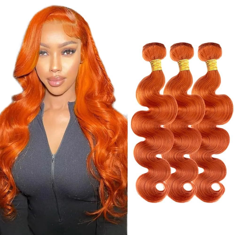 Extensões de cabelo AuokMar Ginger Orange Body Wave 3x 22&quot; 8A