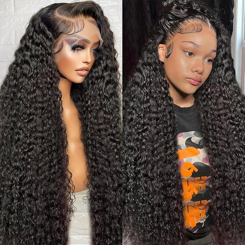 Perucas frontais de renda Tyiu Deep Wave 50 cm, cabelo humano de densidade 250