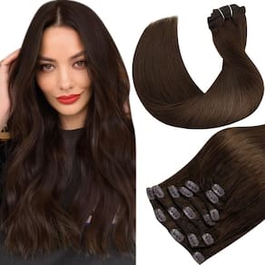 Extensões de cabelo Hetto Clips ins Cabelo humano castanho médio de 40 cm