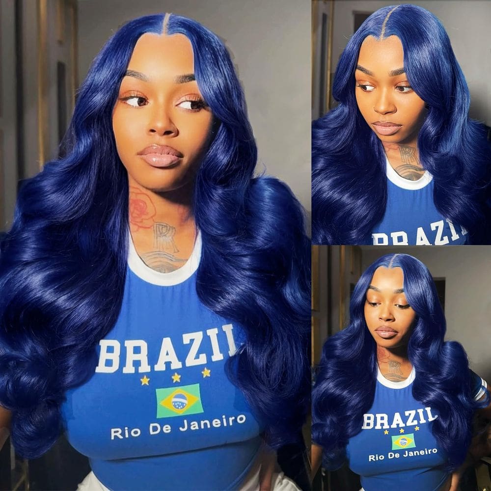 Peruca frontal de renda ELFSECRET Blue Body Wave 13x6 HD 180% 50cm